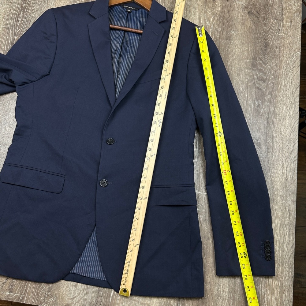 Banana Republic Mens 40L Slim Fit Blue Super 120s Marzotto Wool Blazer Jacket - Picture 8 of 10